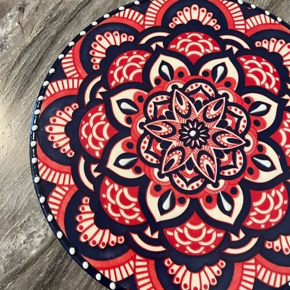 Del Rio Salado Trivet Hot Plate 9” Hand Painted Floral Mandela Pink/Blue… - Picture 4 of 11